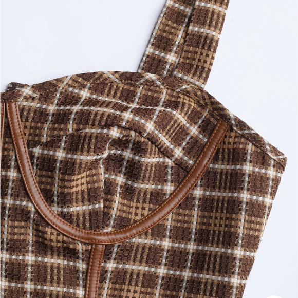 Cider check corset set tank top bustier and shorts size Medium - Picture 2 of 8